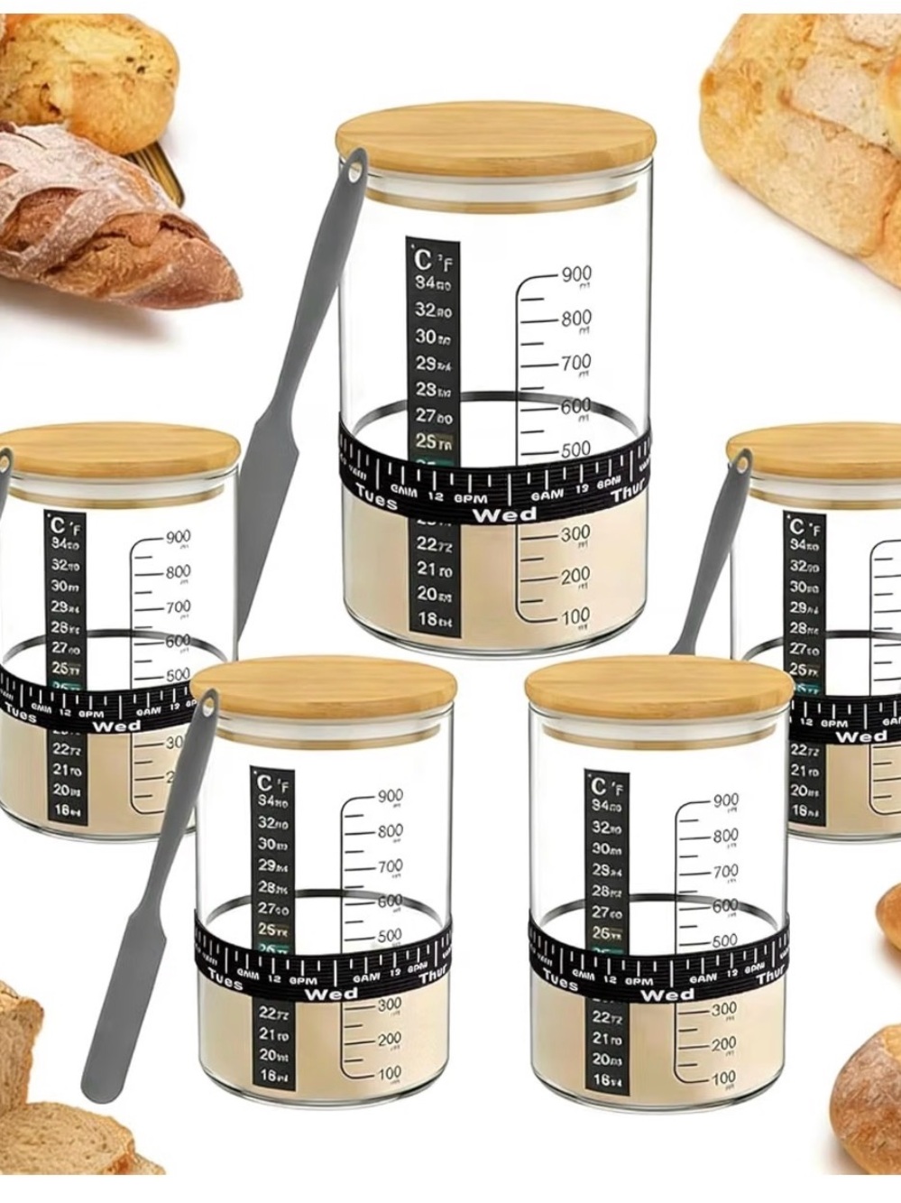 Pro Sourdough Bread Starter Kit - sourdough jar (34oz-5pack)